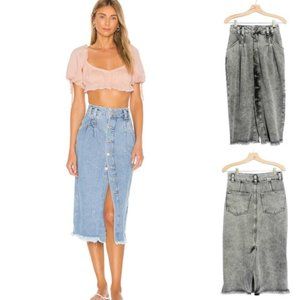 NWOT Free People Button-up Denim Midi Skirt s 26